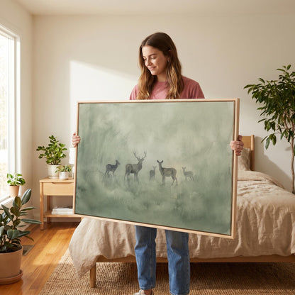 Deer Family Canvas Wall Art