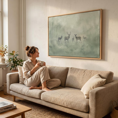 Deer Family Canvas Wall Art