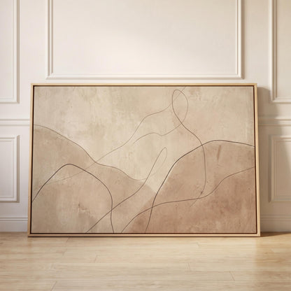 Abstract Line Art Canvas Wall Beige Brown Minimalist Print