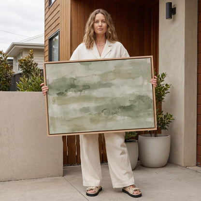 Sage Green Abstract Canvas Wall Art