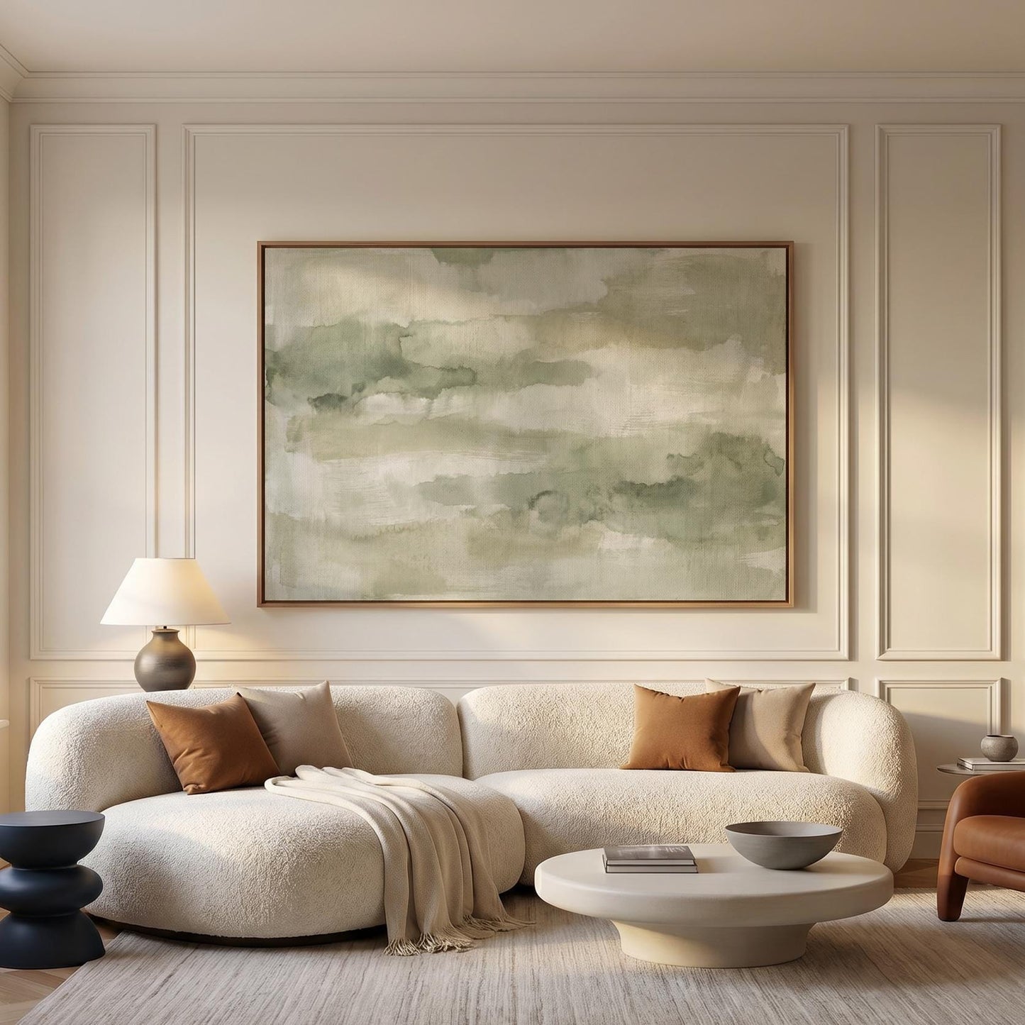 Sage Green Abstract Canvas Wall Art