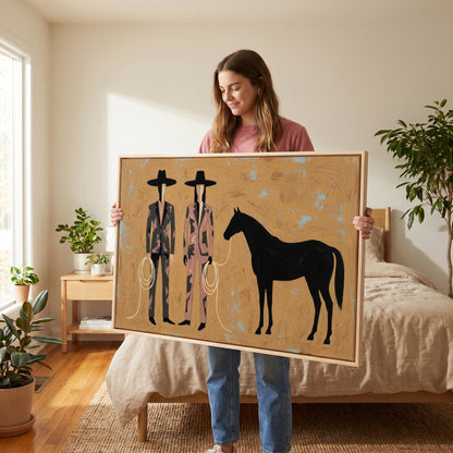 Cowboys and Horse Canvas Wall Art