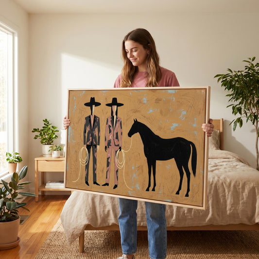 Cowboys and Horse Canvas Wall Art