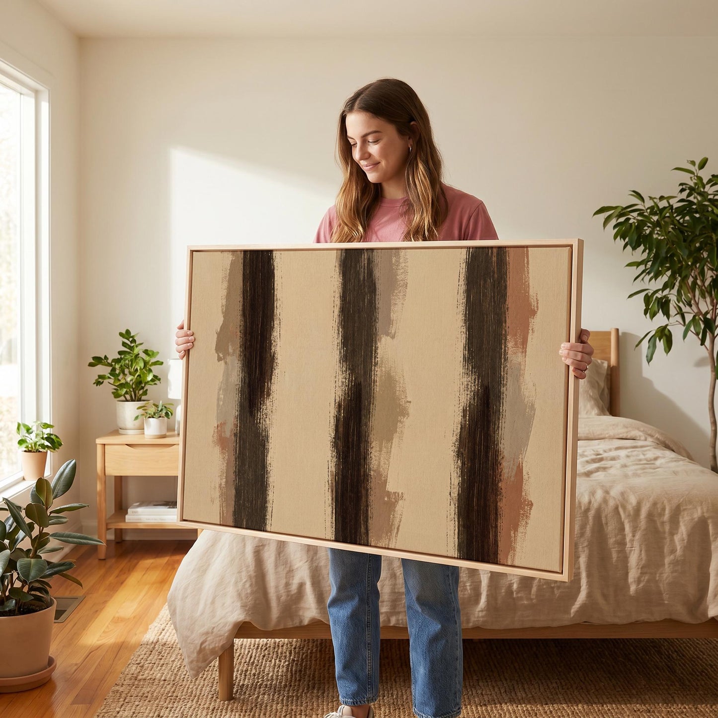 Abstract Brushstroke Stripes Canvas Wall Art