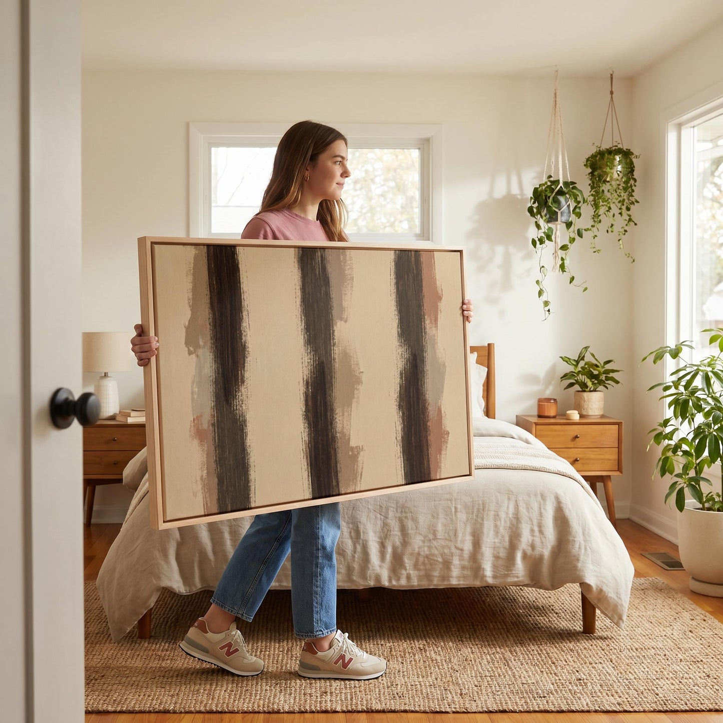 Abstract Brushstroke Stripes Canvas Wall Art