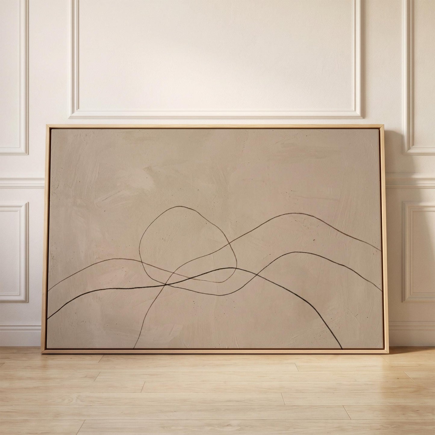 Abstract Line Art Canvas Wall Beige Minimalist Print