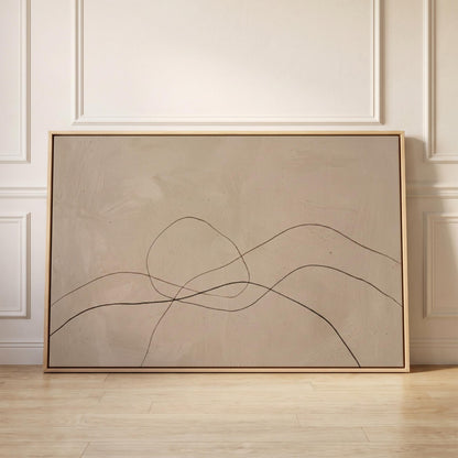 Abstract Line Art Canvas Wall Beige Minimalist Print