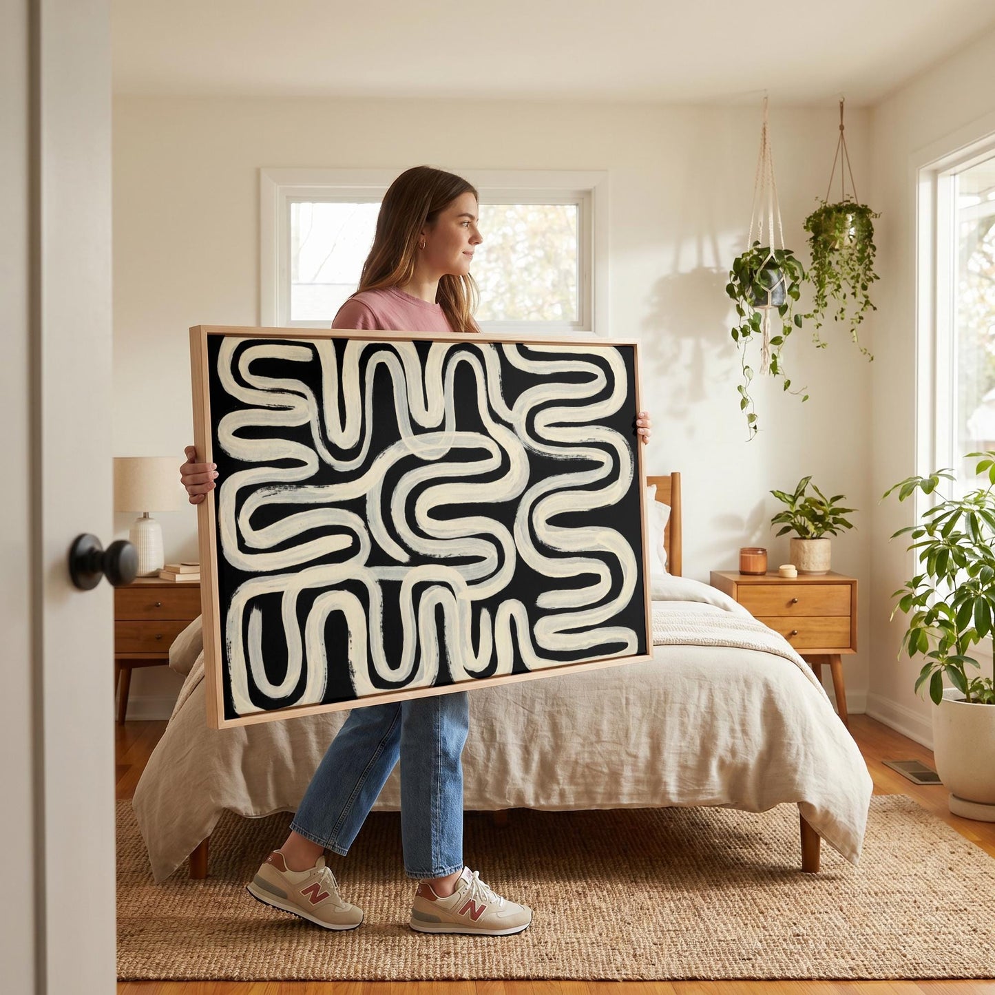 Abstract Wavy Lines Canvas Wall Art