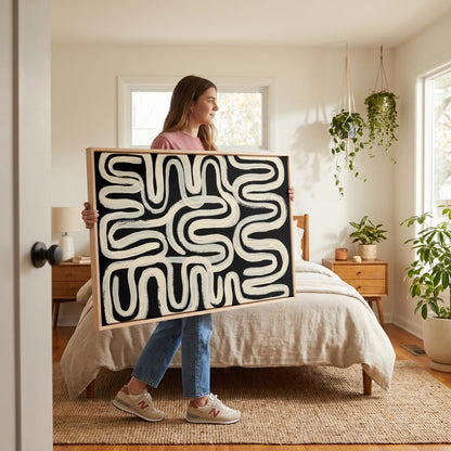 Abstract Wavy Lines Canvas Wall Art