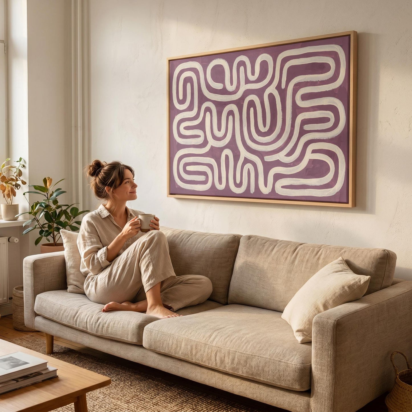 Abstract Curvy Lines Canvas Wall Art