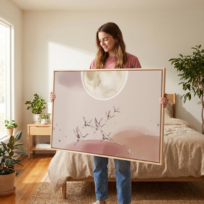 Flying Cranes Canvas Wall Art