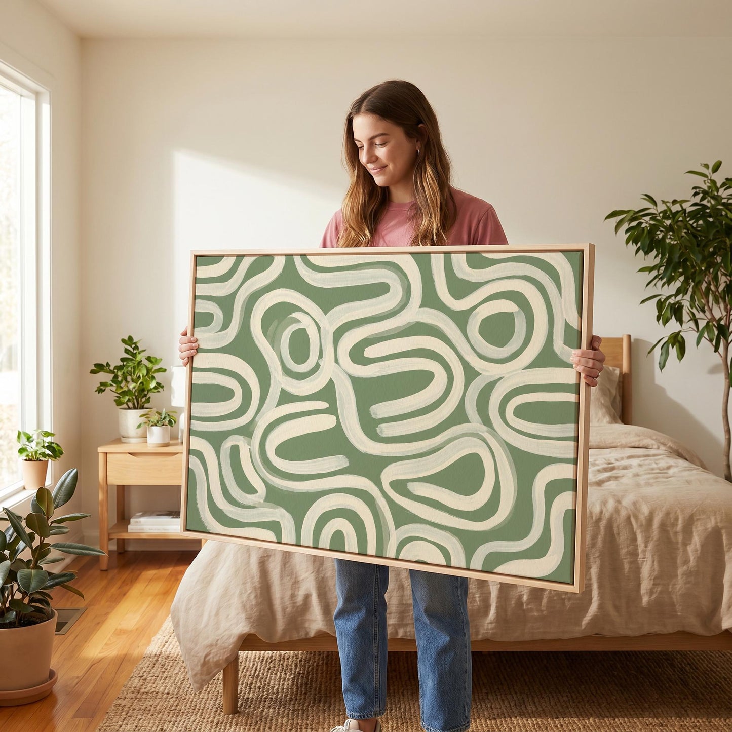 Abstract Swirl Lines Canvas Wall Art