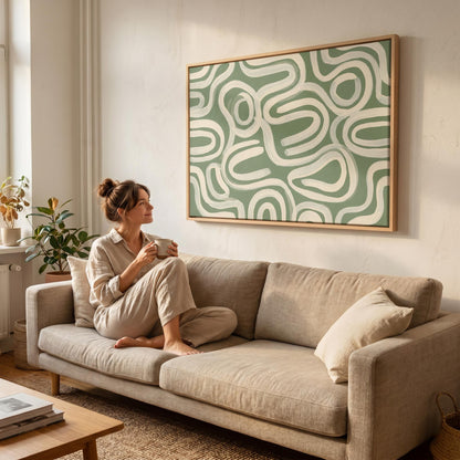 Abstract Swirl Lines Canvas Wall Art