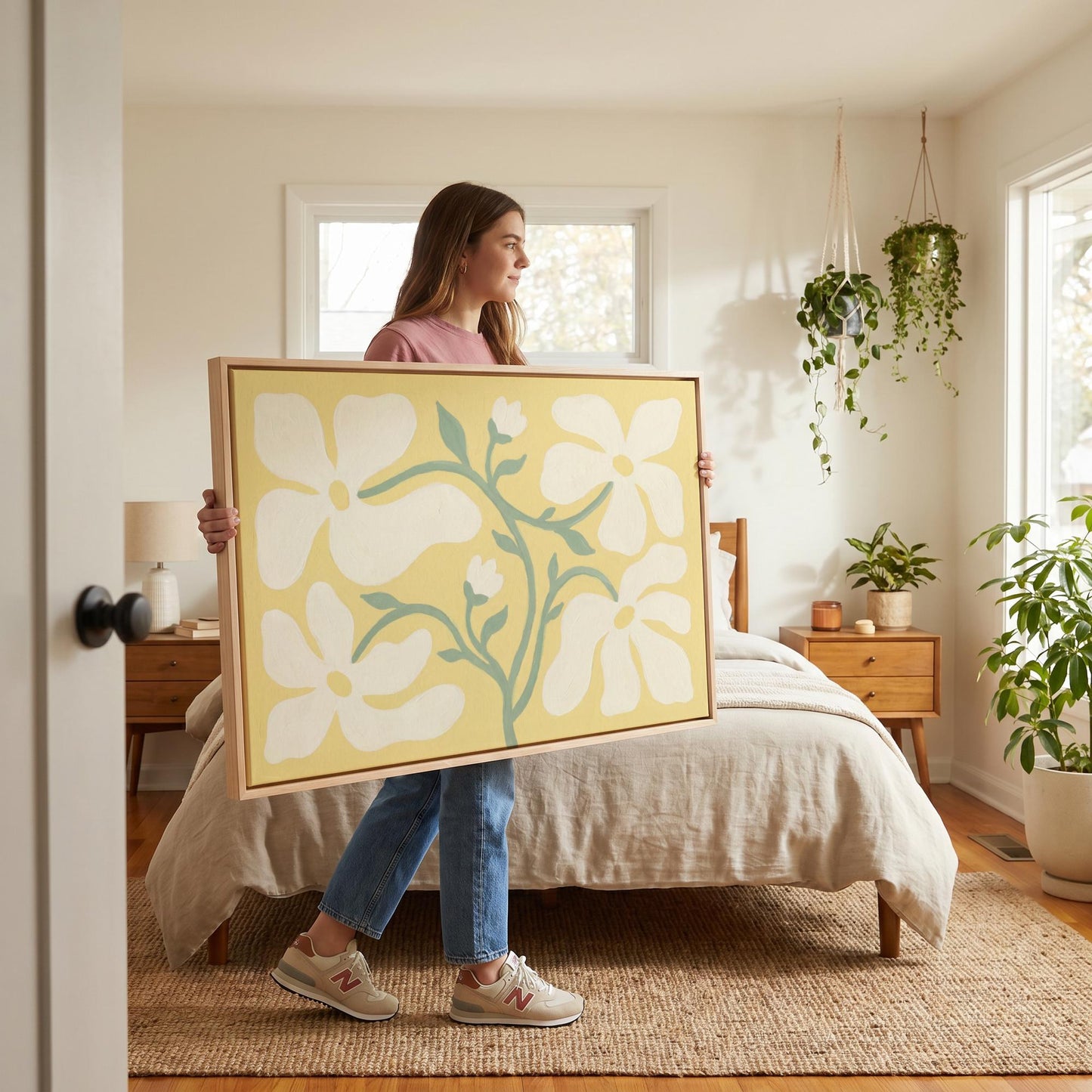 White Flower Canvas Wall Art