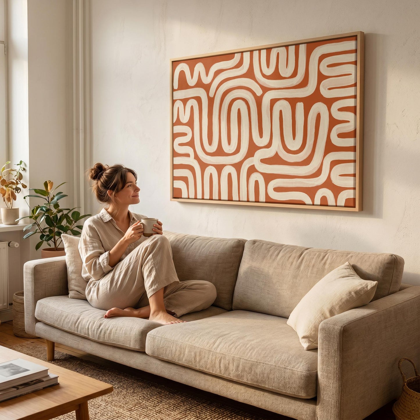 Abstract Wavy Lines Canvas Wall Art