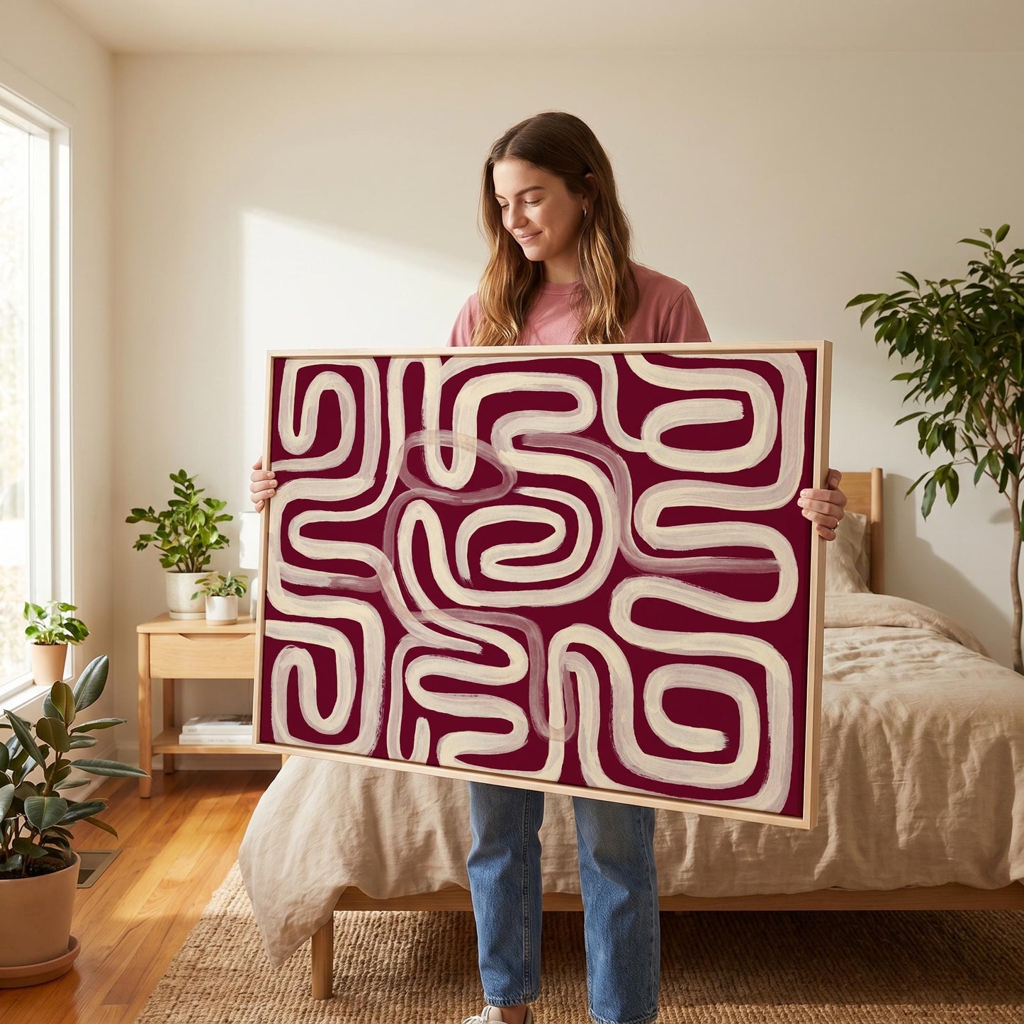 Abstract Swirl Lines Canvas Wall Art