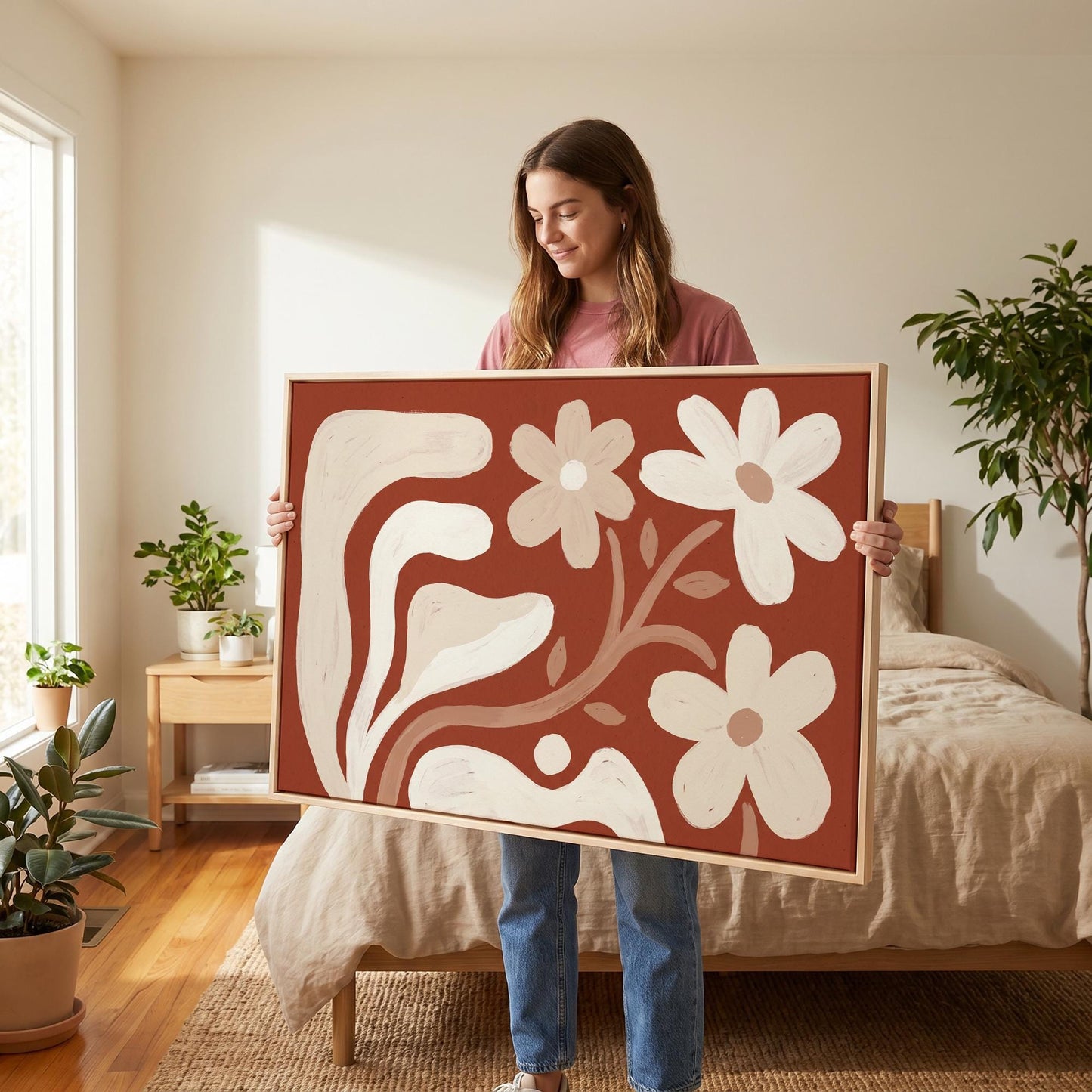 Abstract Daisy Flowers Canvas Wall Art