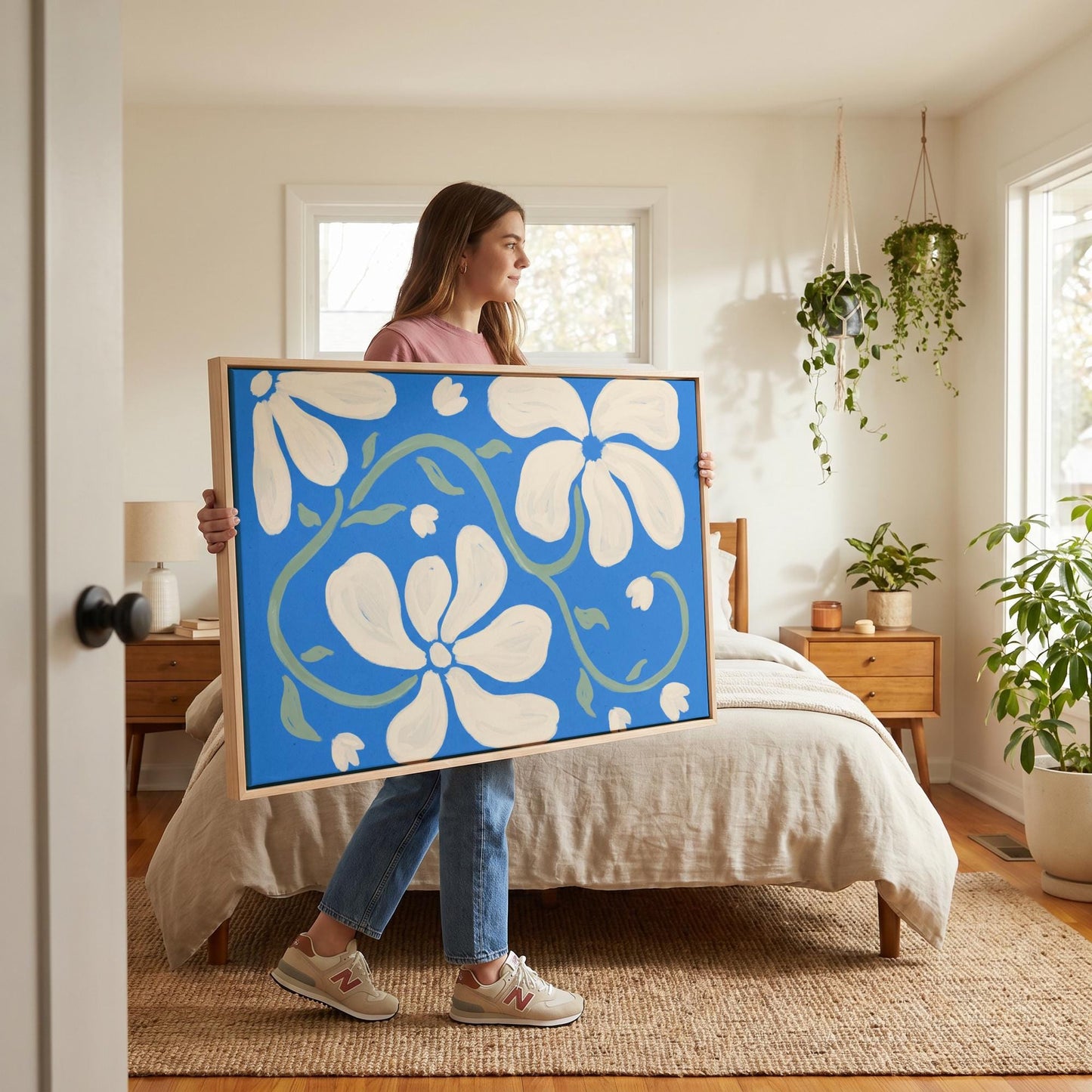 White Floral Canvas Wall Art