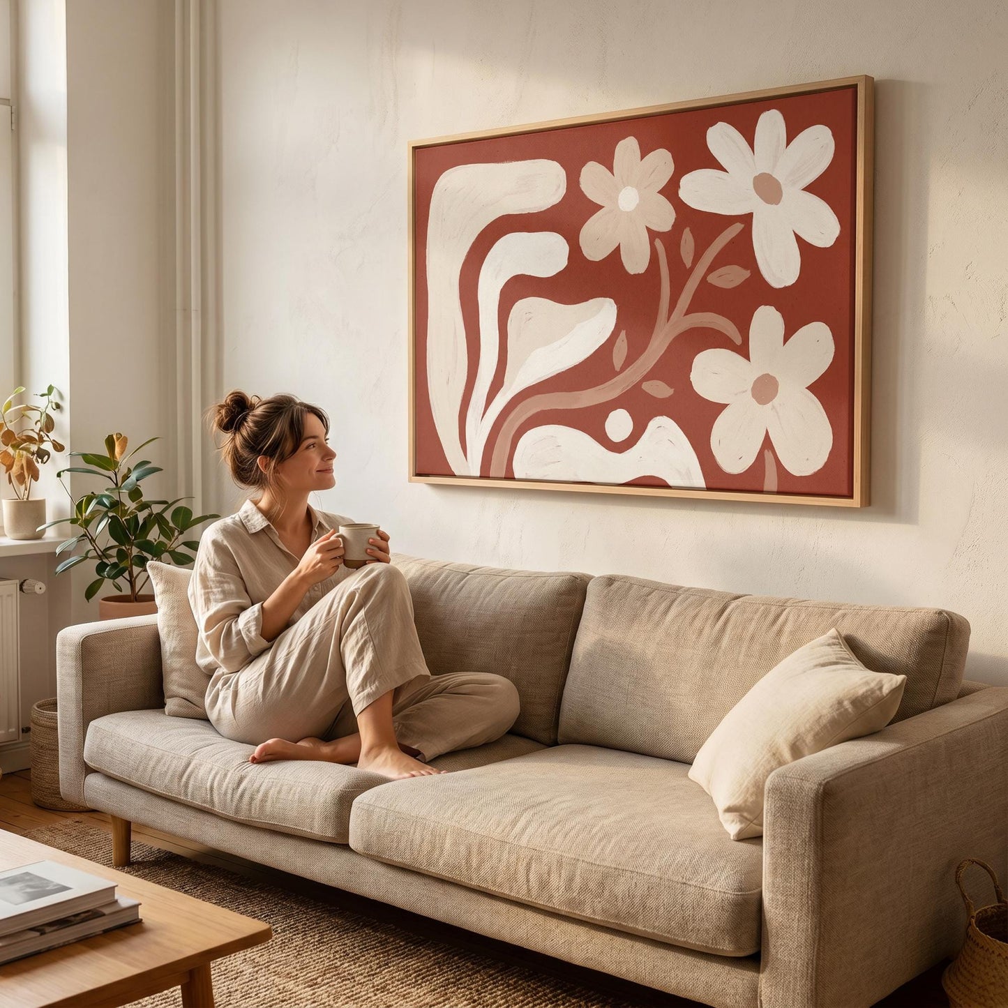 Abstract Daisy Flowers Canvas Wall Art