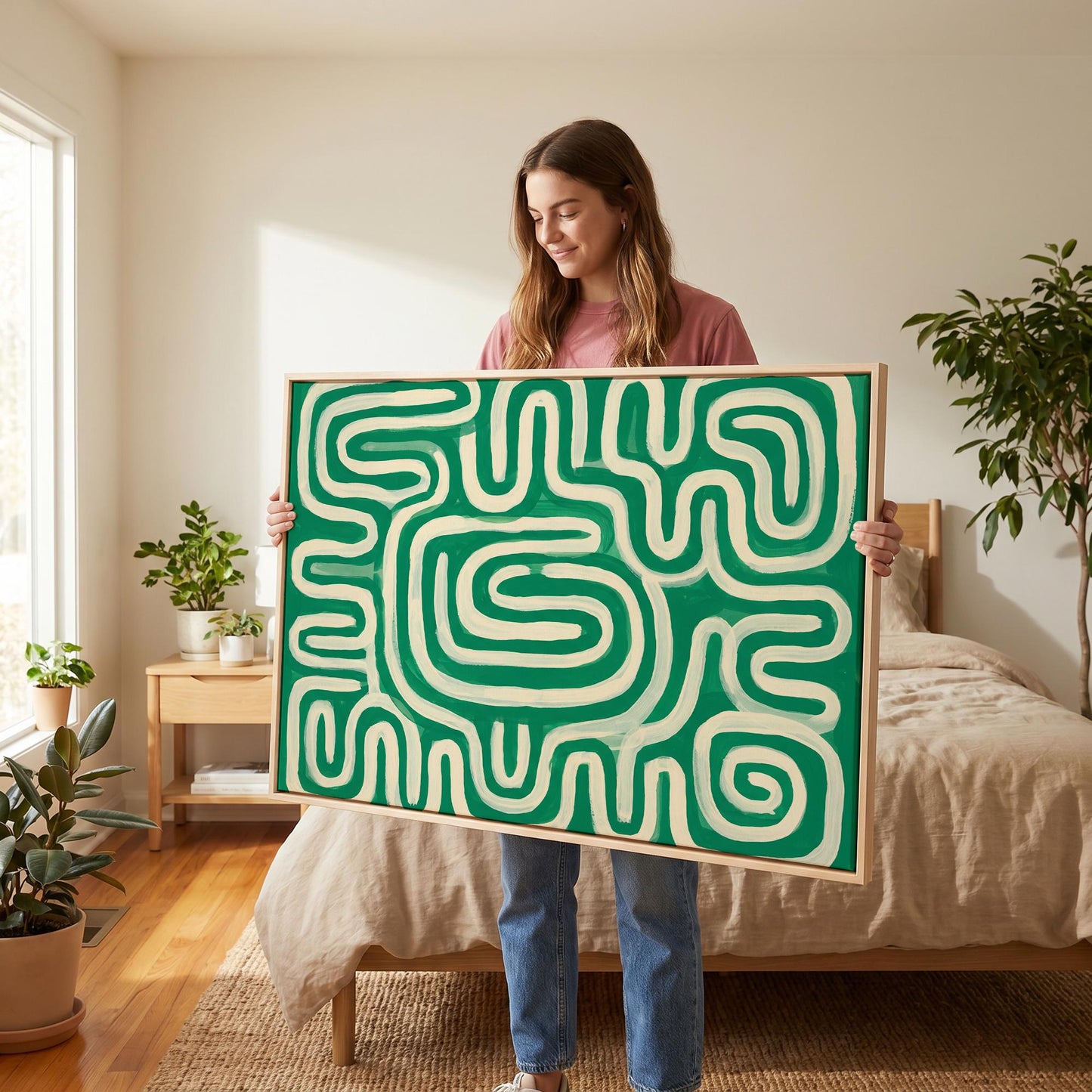 Abstract Maze Lines Canvas Wall Art