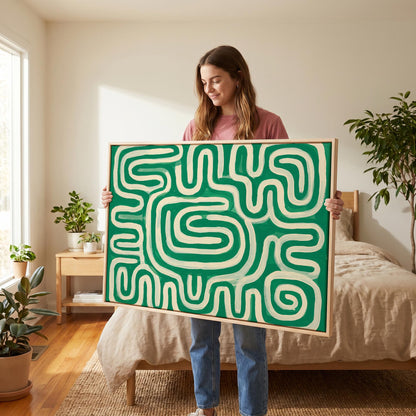 Abstract Maze Lines Canvas Wall Art