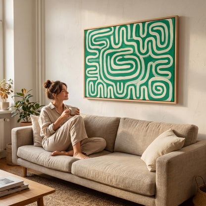 Abstract Maze Lines Canvas Wall Art