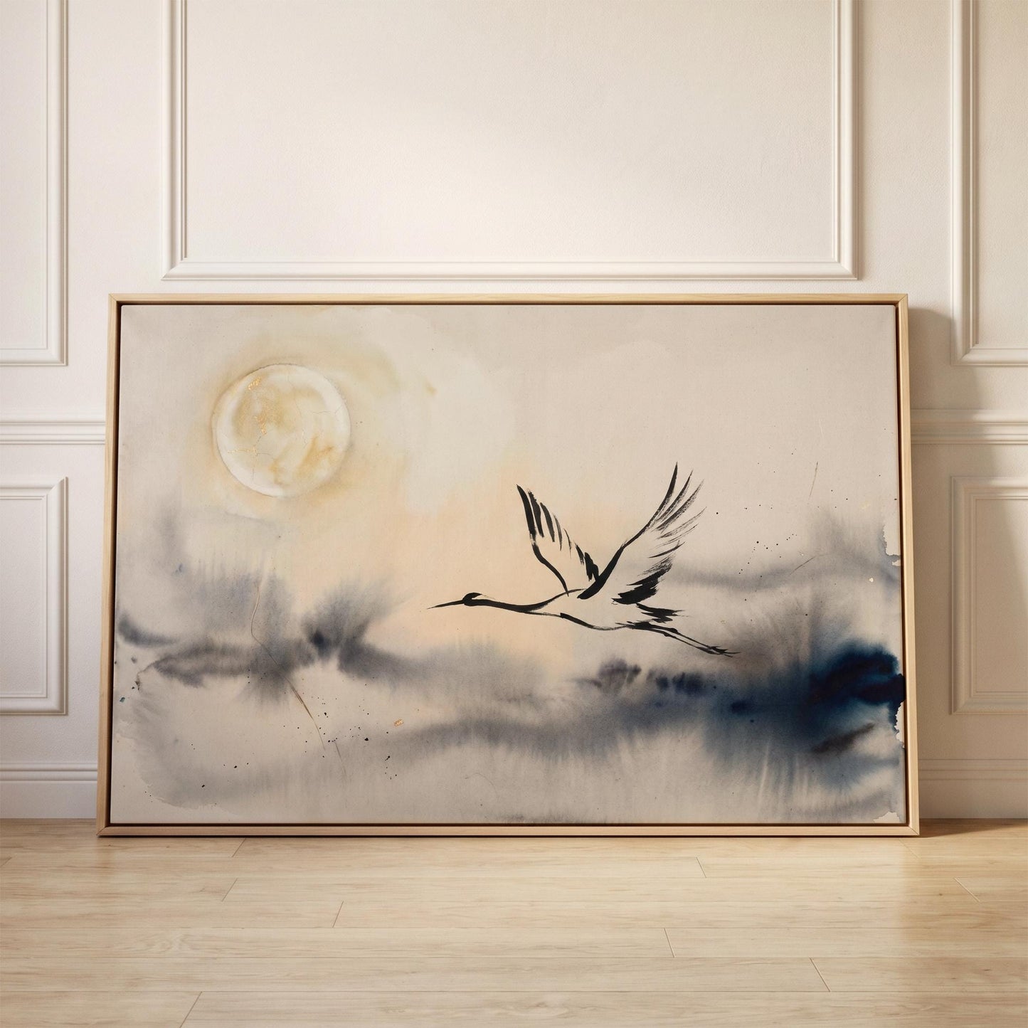 Flying Crane Canvas Wall Art