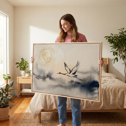 Flying Crane Canvas Wall Art