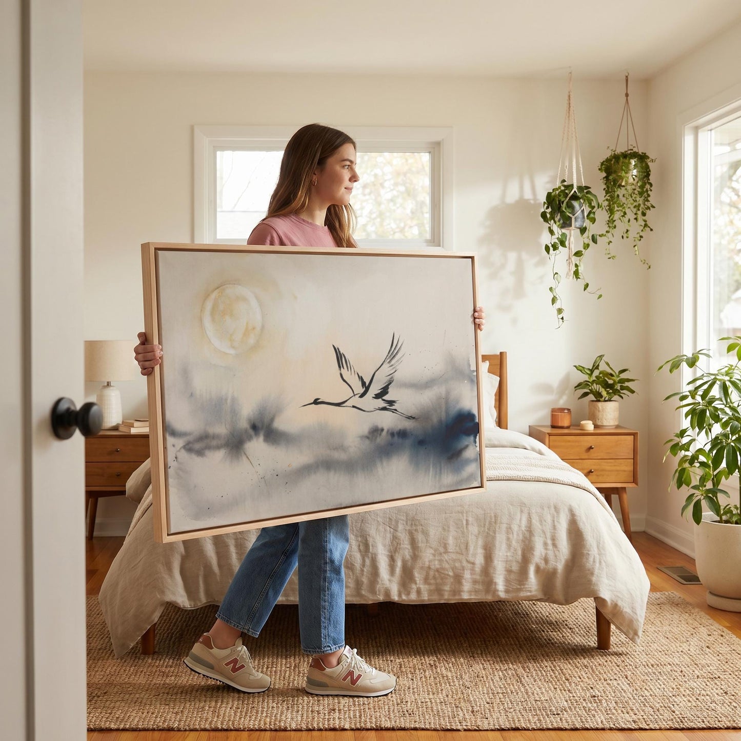 Flying Crane Canvas Wall Art