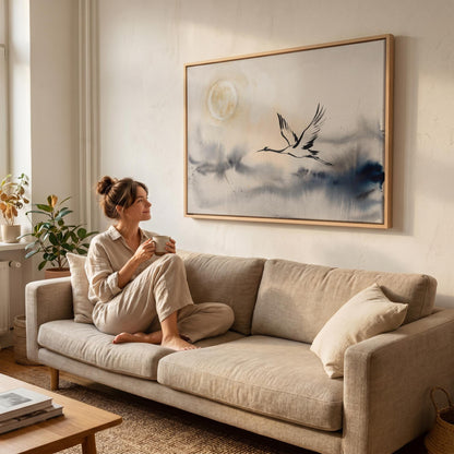Flying Crane Canvas Wall Art