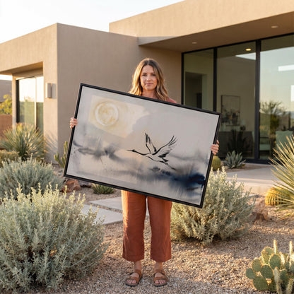 Flying Crane Canvas Wall Art