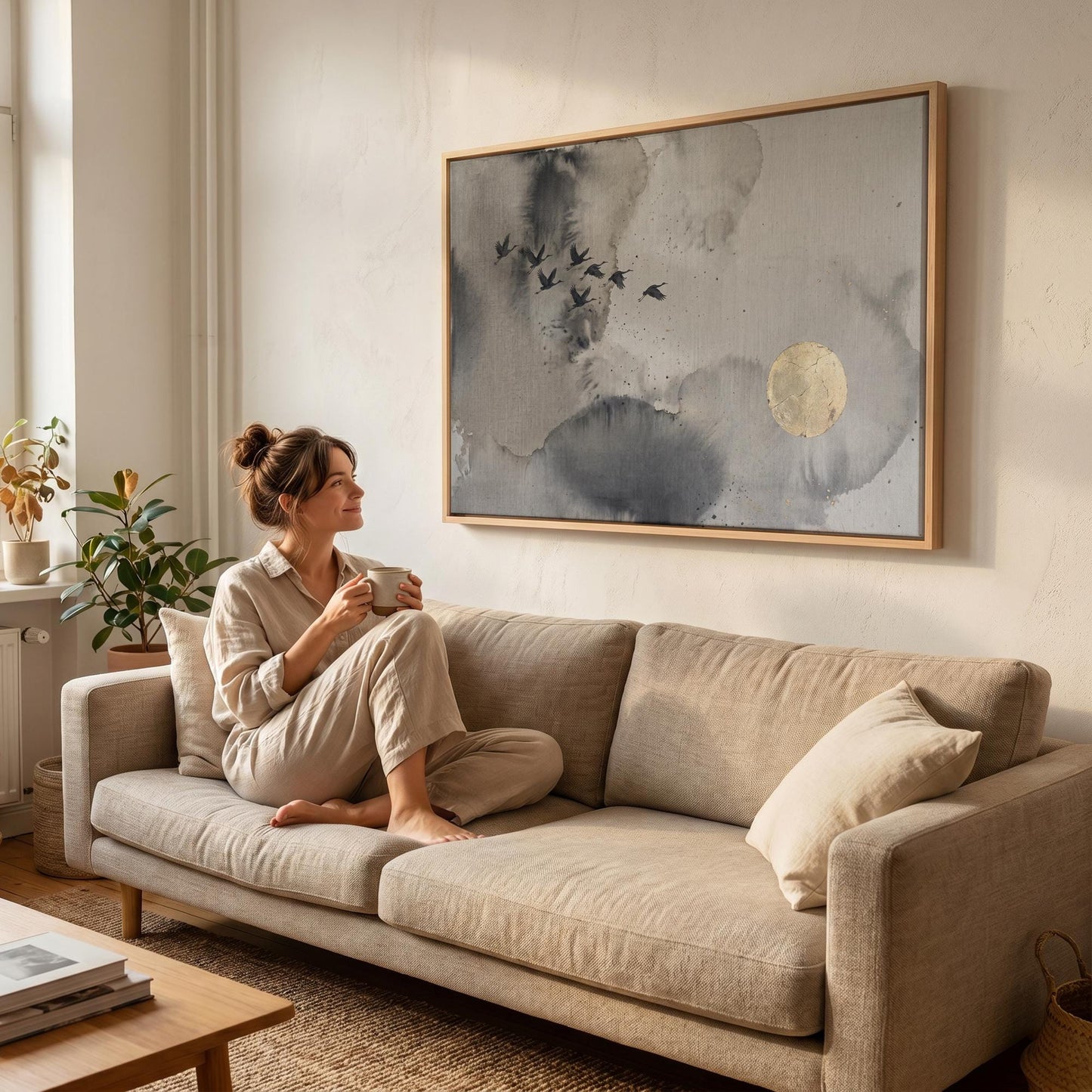 Flying Cranes Canvas Wall Art