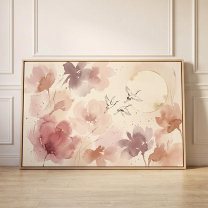 Floral Cranes Canvas Wall Art