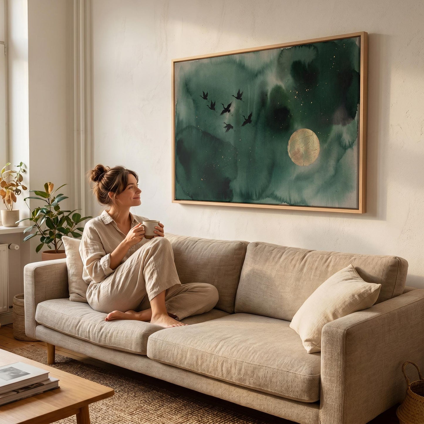 Flying Cranes Canvas Wall Art
