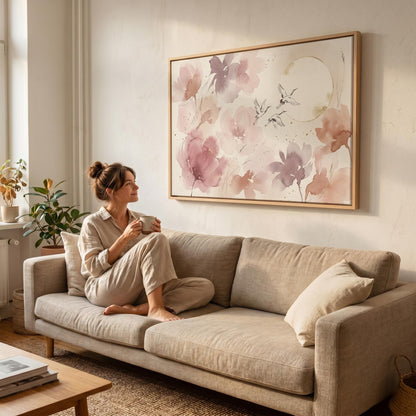 Floral Cranes Canvas Wall Art