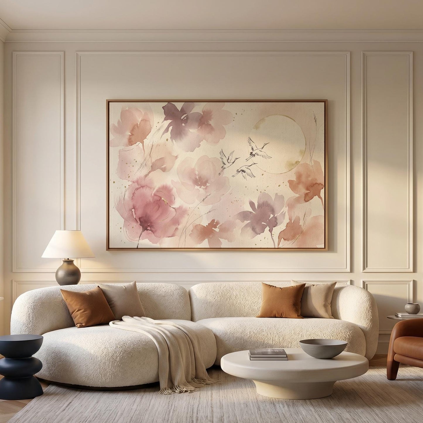 Floral Cranes Canvas Wall Art