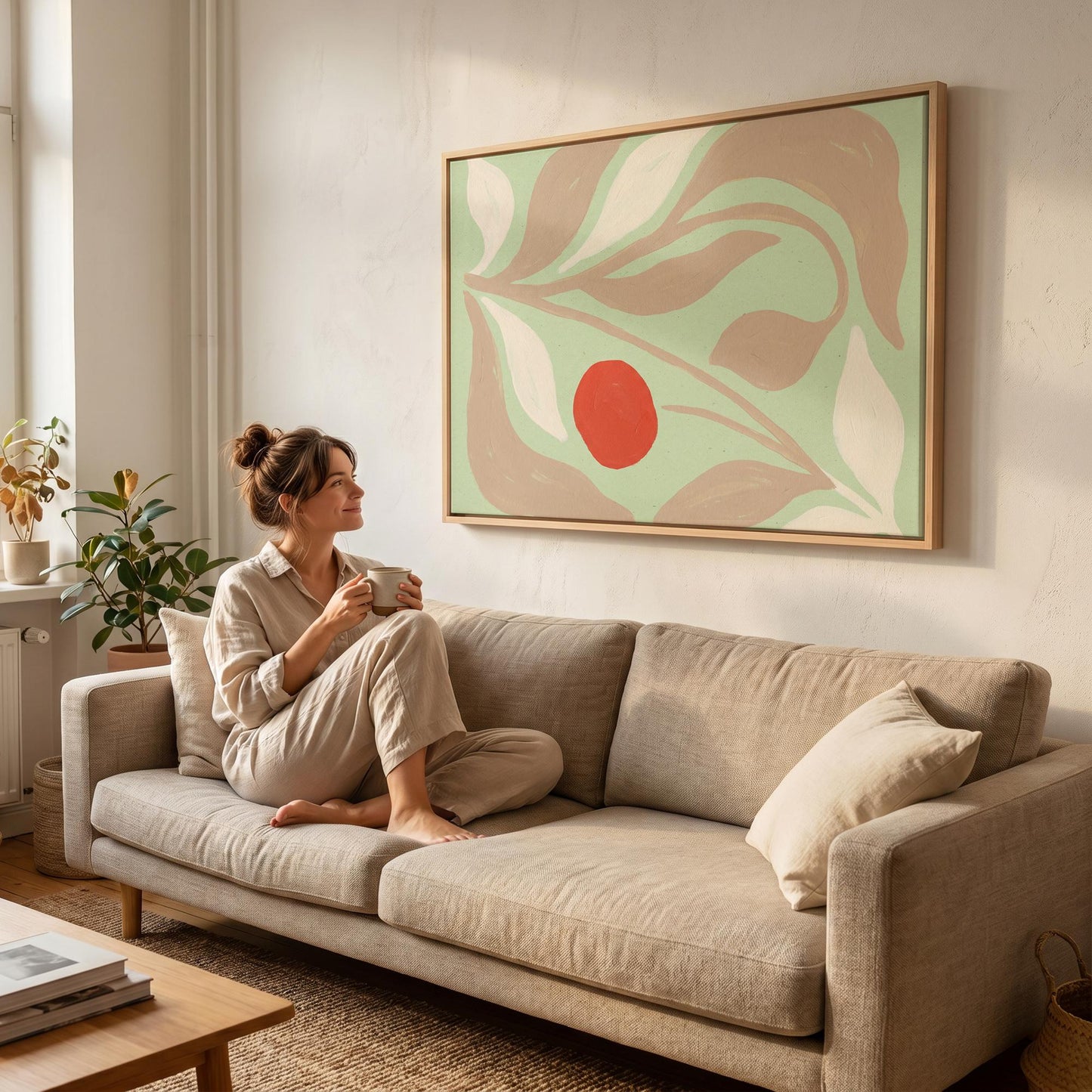 Abstract Botanical Leaf Canvas Wall Art