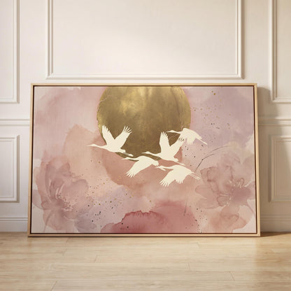 Flying Cranes Canvas Wall Art