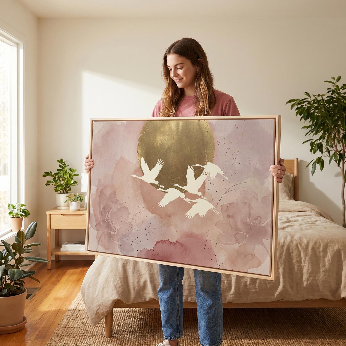 Flying Cranes Canvas Wall Art