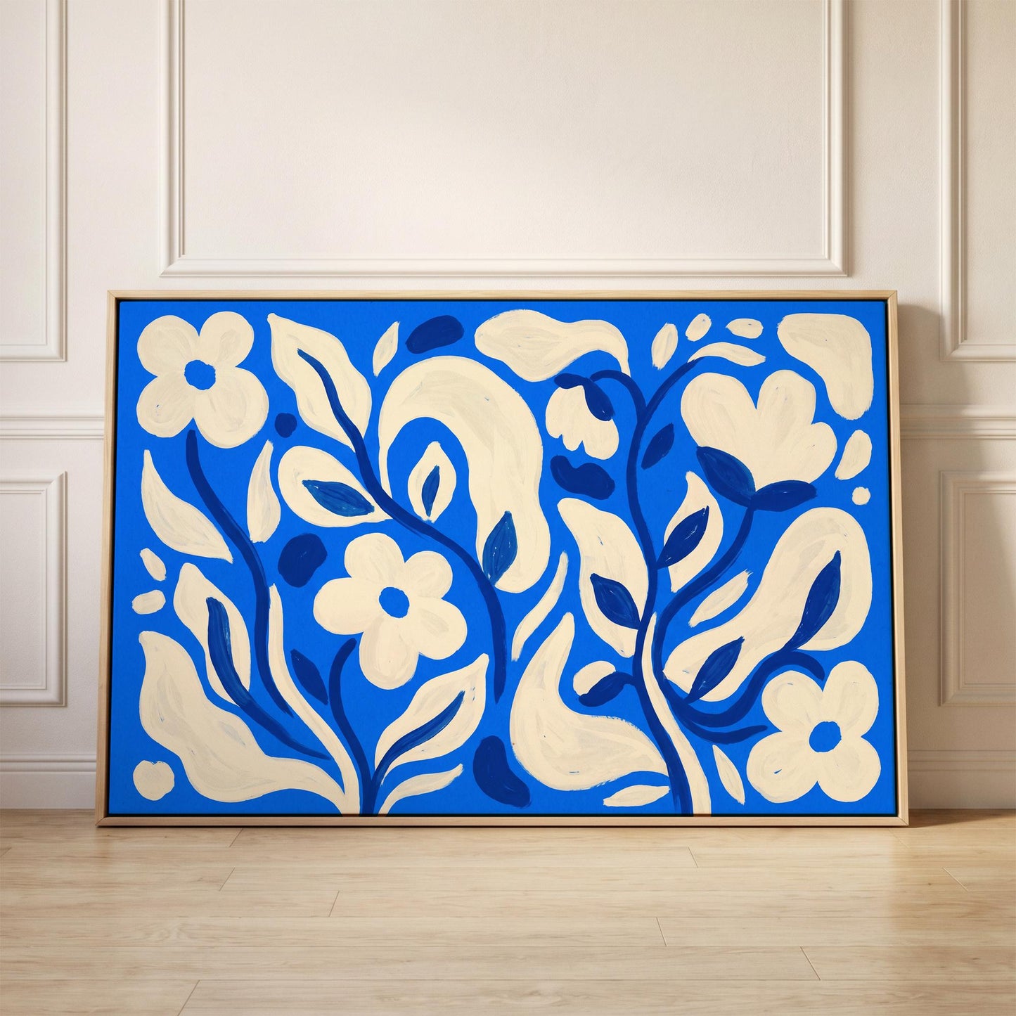 Blue Floral Canvas Wall Art