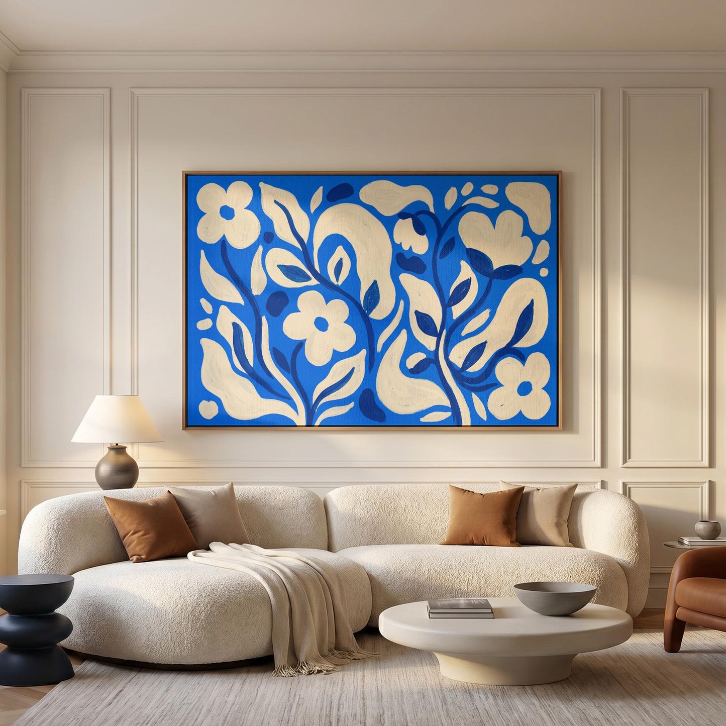 Blue Floral Canvas Wall Art