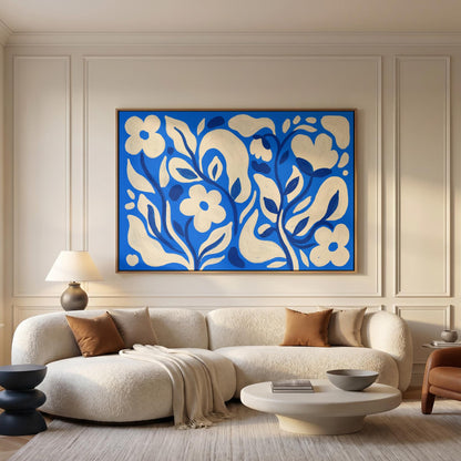 Blue Floral Canvas Wall Art