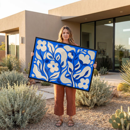 Blue Floral Canvas Wall Art