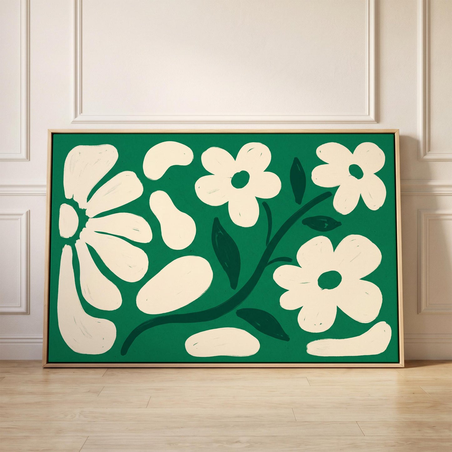 Retro Daisy Flowers Canvas Wall Art