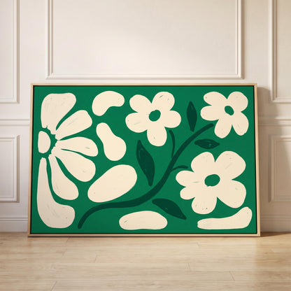 Retro Daisy Flowers Canvas Wall Art