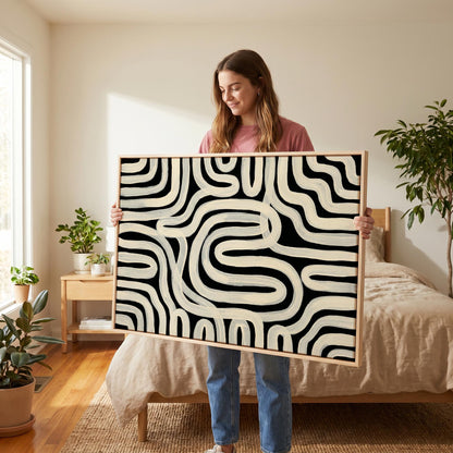 Abstract Wavy Lines Canvas Wall Art