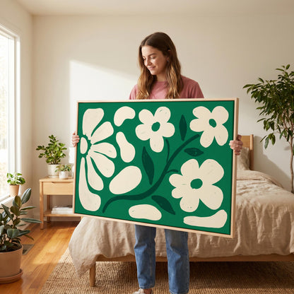 Retro Daisy Flowers Canvas Wall Art