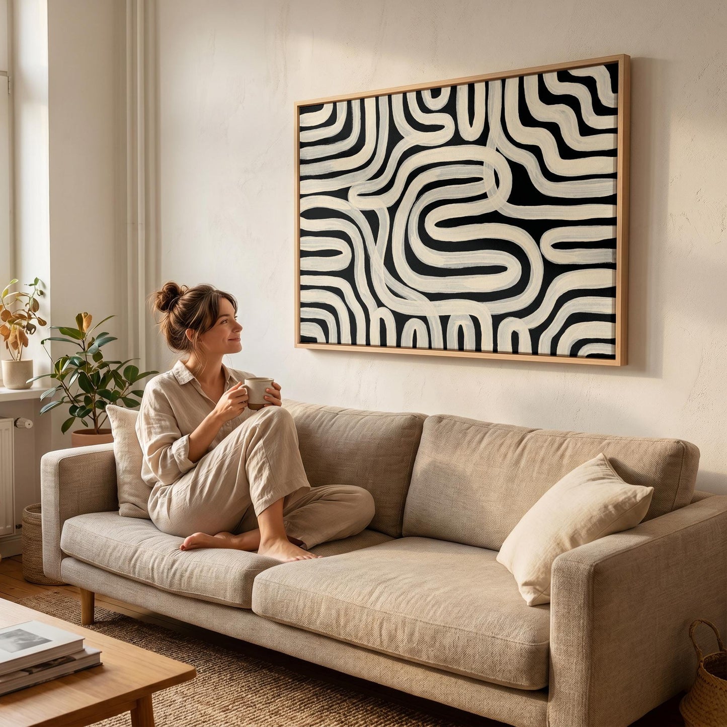 Abstract Wavy Lines Canvas Wall Art