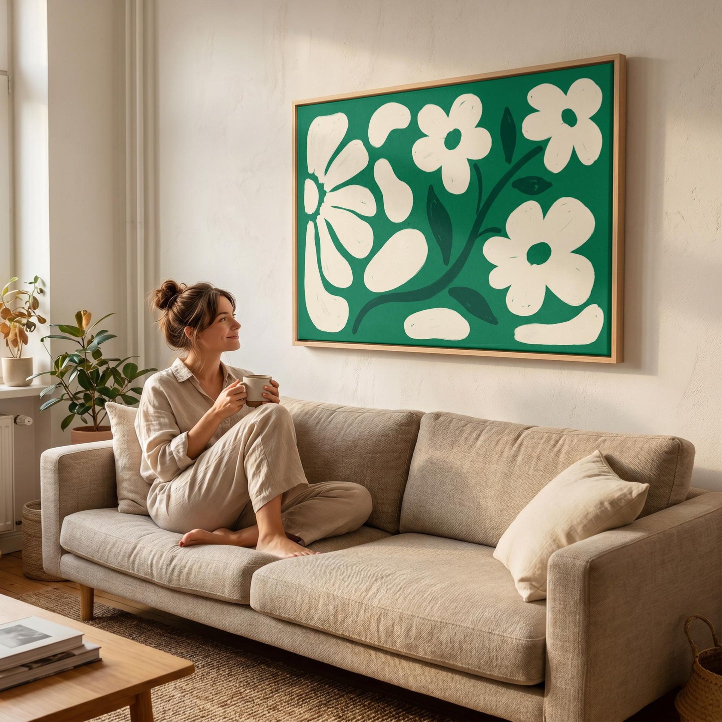 Retro Daisy Flowers Canvas Wall Art