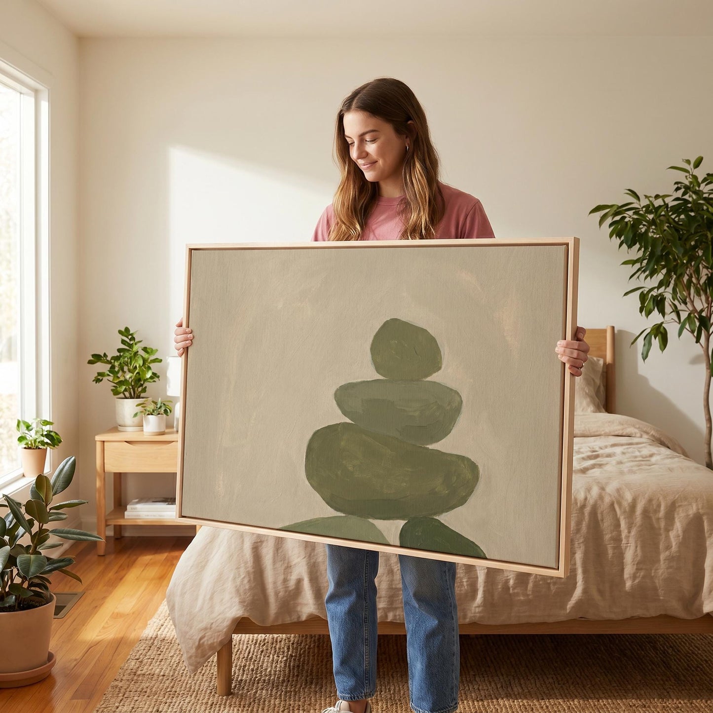 Stacked Zen Stones Canvas Wall Art